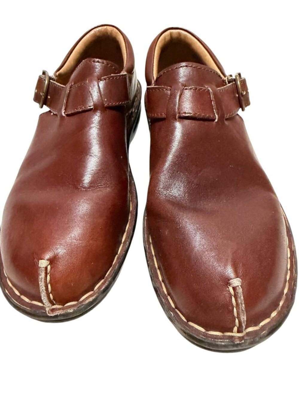 Born Brown Leather Monk Strap Buckle Slip-on Womens Loafer Shoe B6327 Size 8 M - Picture 4 of 11